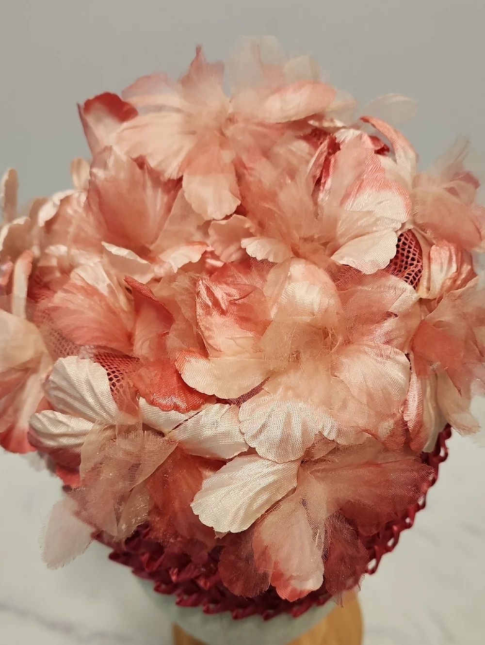 Pink Vintage Petal Pillbox  Hat.
